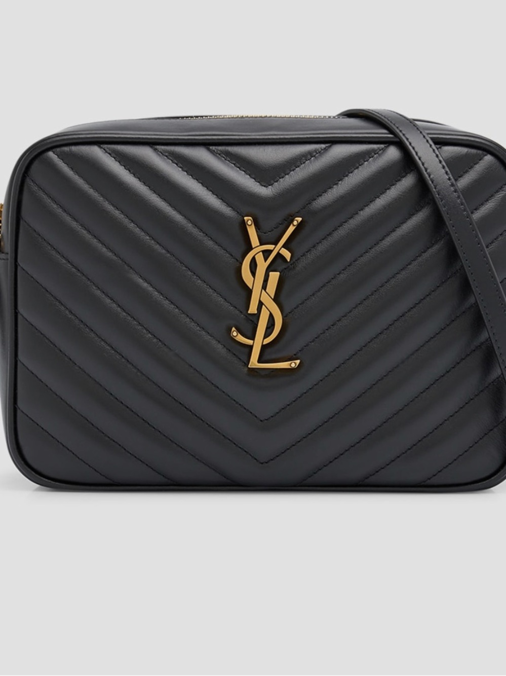 Saint Laurent Black Quilted Camera Bag with Gold YSL Hardware